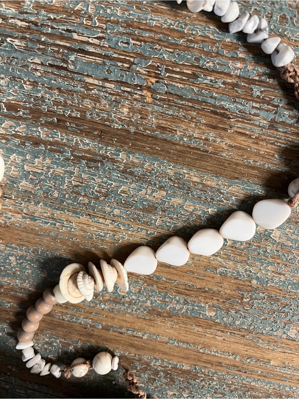 Handcrafted Neutral Multi-Strand Beaded Beach Necklace - White/Cream - Picture 6 of 7